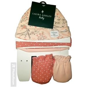 Girl hats with matching gloves by laura ashley baby Pink with flowers polka dots
